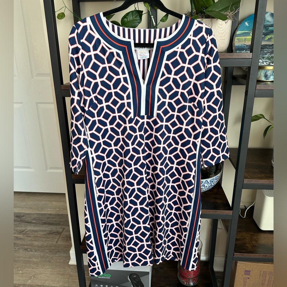 Gretchen Scott Nautical Comfortable Elegant Cruise Regatta Style Dress NWT sizeM